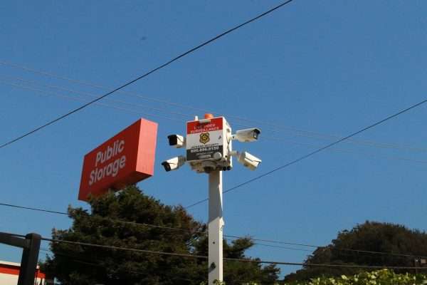 Security system on top of tower in parking lot