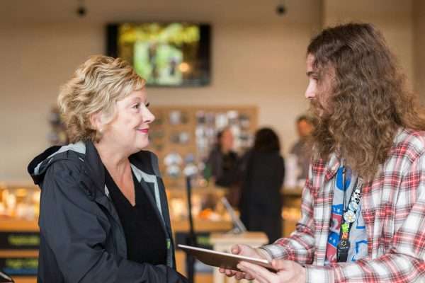 Customer engaging with a retail employee