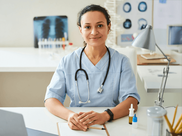 Medical professional in an exam room