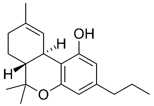 A representatin of the molecular structure of tetrahydrocannabinol, or THCV.